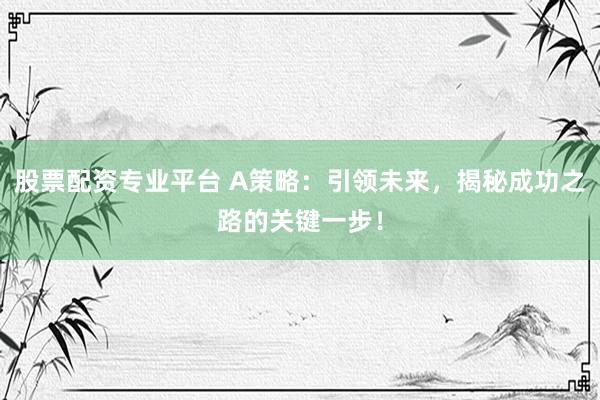 股票配资专业平台 A策略：引领未来，揭秘成功之路的关键一步！