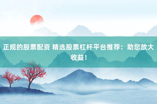 正规的股票配资 精选股票杠杆平台推荐：助您放大收益！