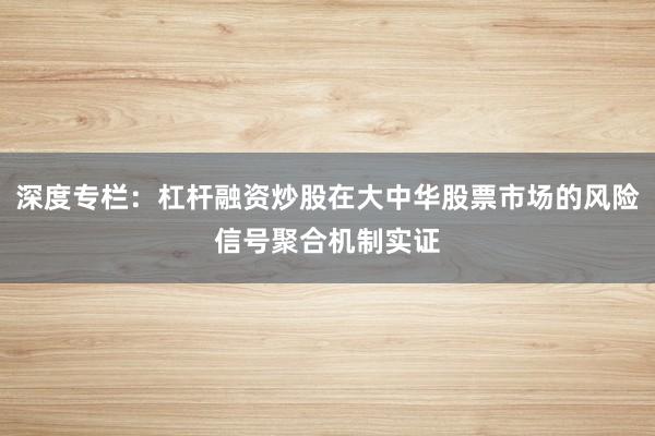 深度专栏：杠杆融资炒股在大中华股票市场的风险信号聚合机制实证