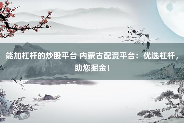 能加杠杆的炒股平台 内蒙古配资平台：优选杠杆，助您掘金！