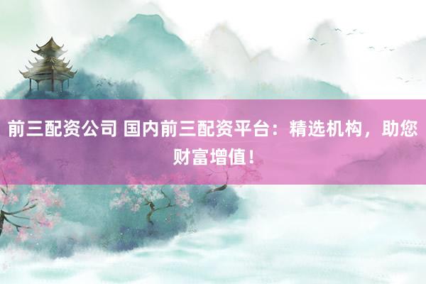 前三配资公司 国内前三配资平台：精选机构，助您财富增值！